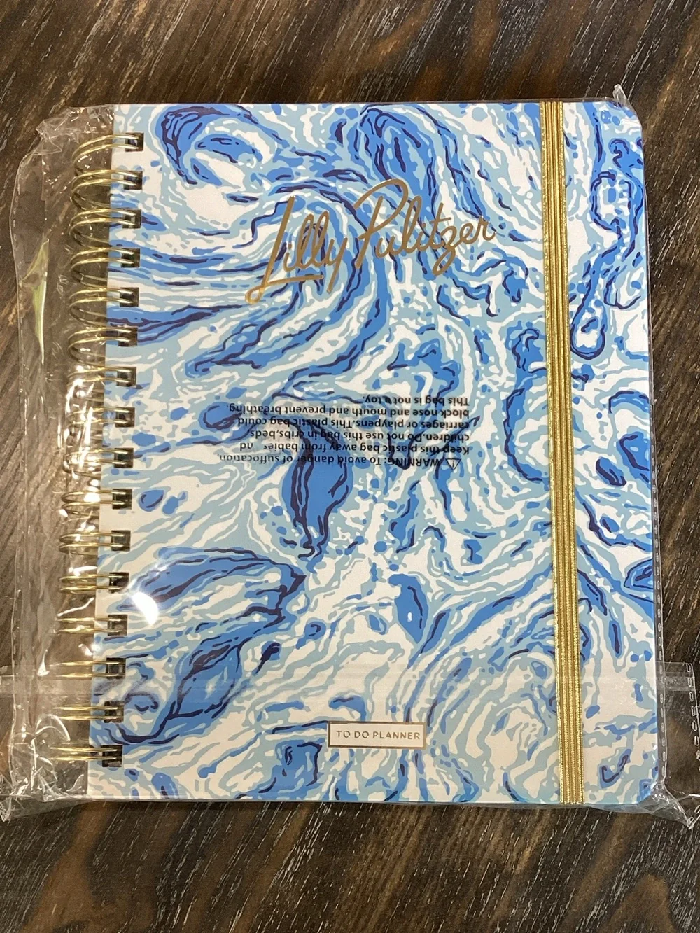 Lilly Pulitzer Blue & White Swirl Spiral To-Do Planner